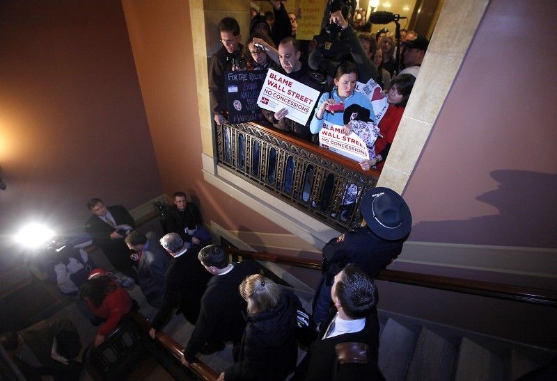 Legislators, protesters